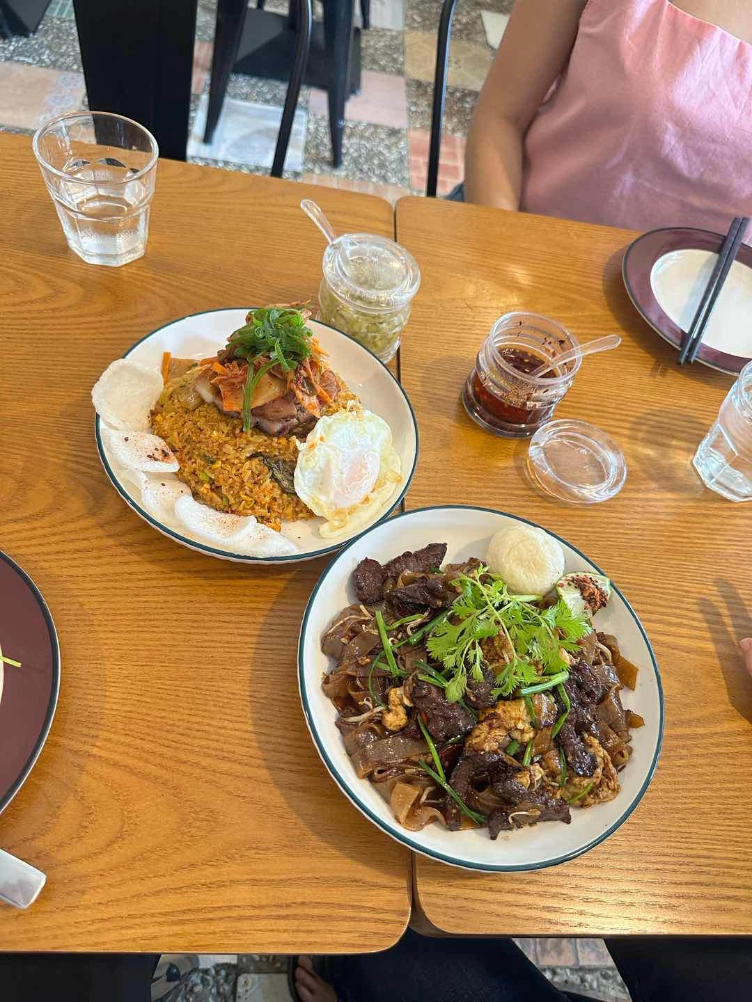Kimchi Pork Belly Fried Rice and Beef Char Kway Teow