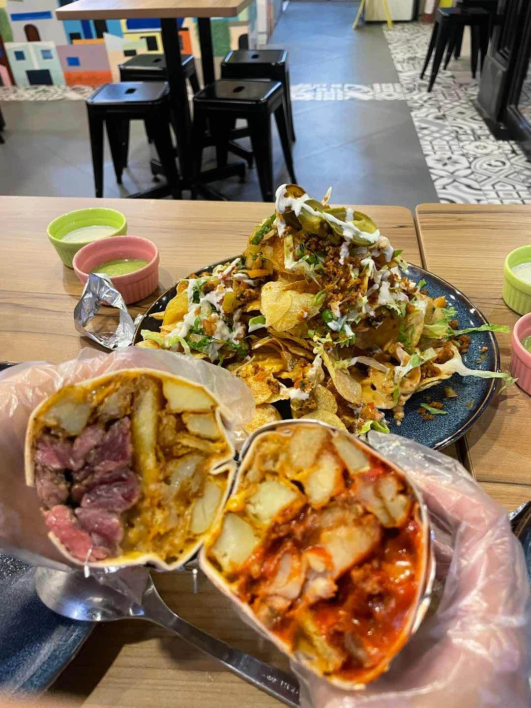 Steak and Fries Wrap, Buffalo Chicken and Fries Wrap, Nacho Potato Crisps