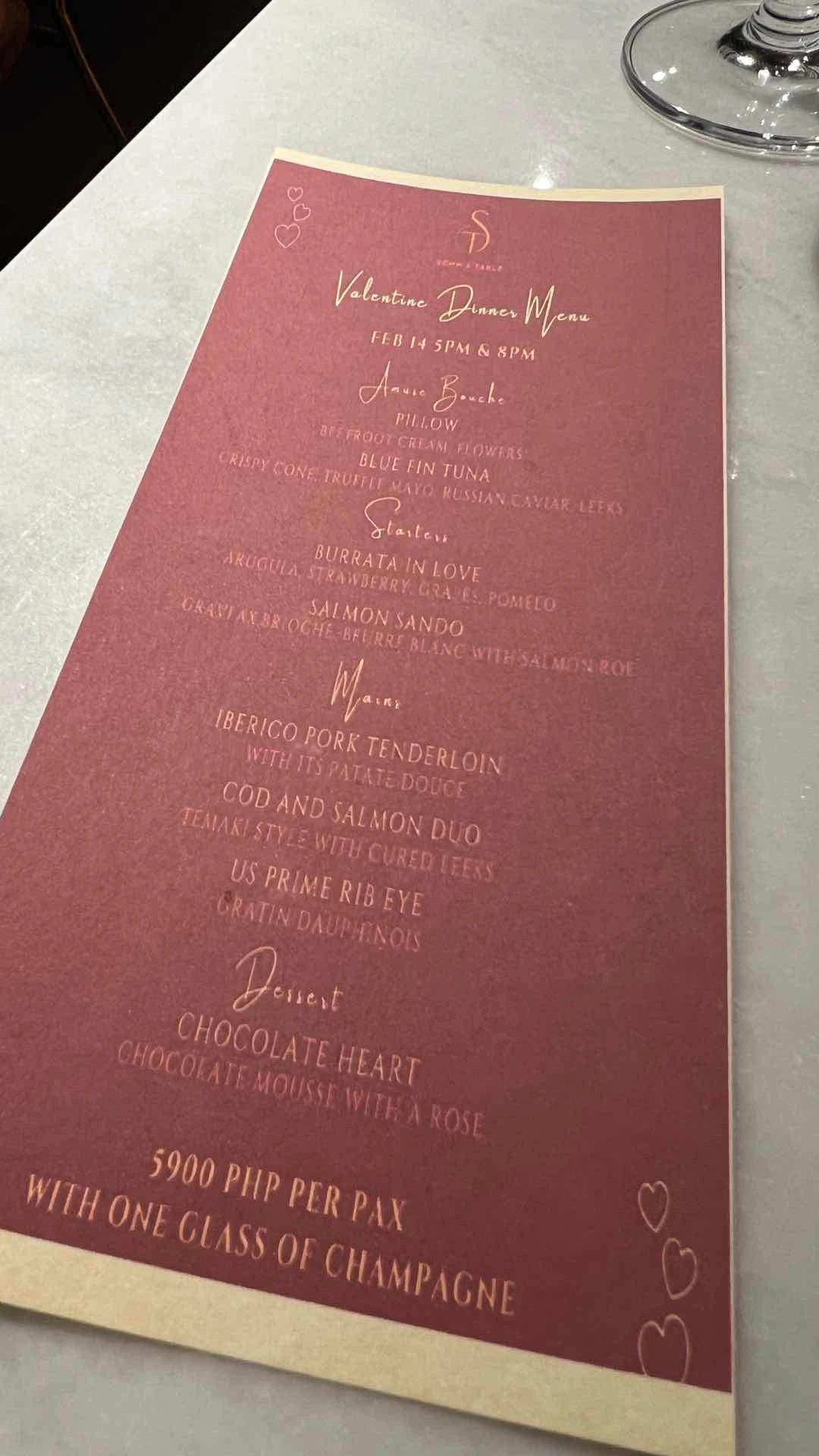 Valentine’s Menu 2024