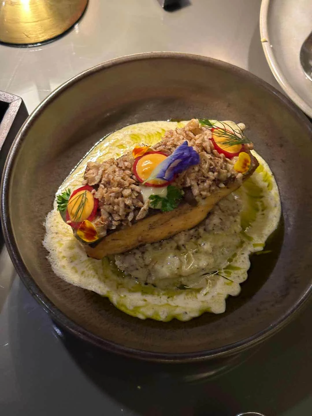 Vermouth Risotto and Pan Seared Salmon