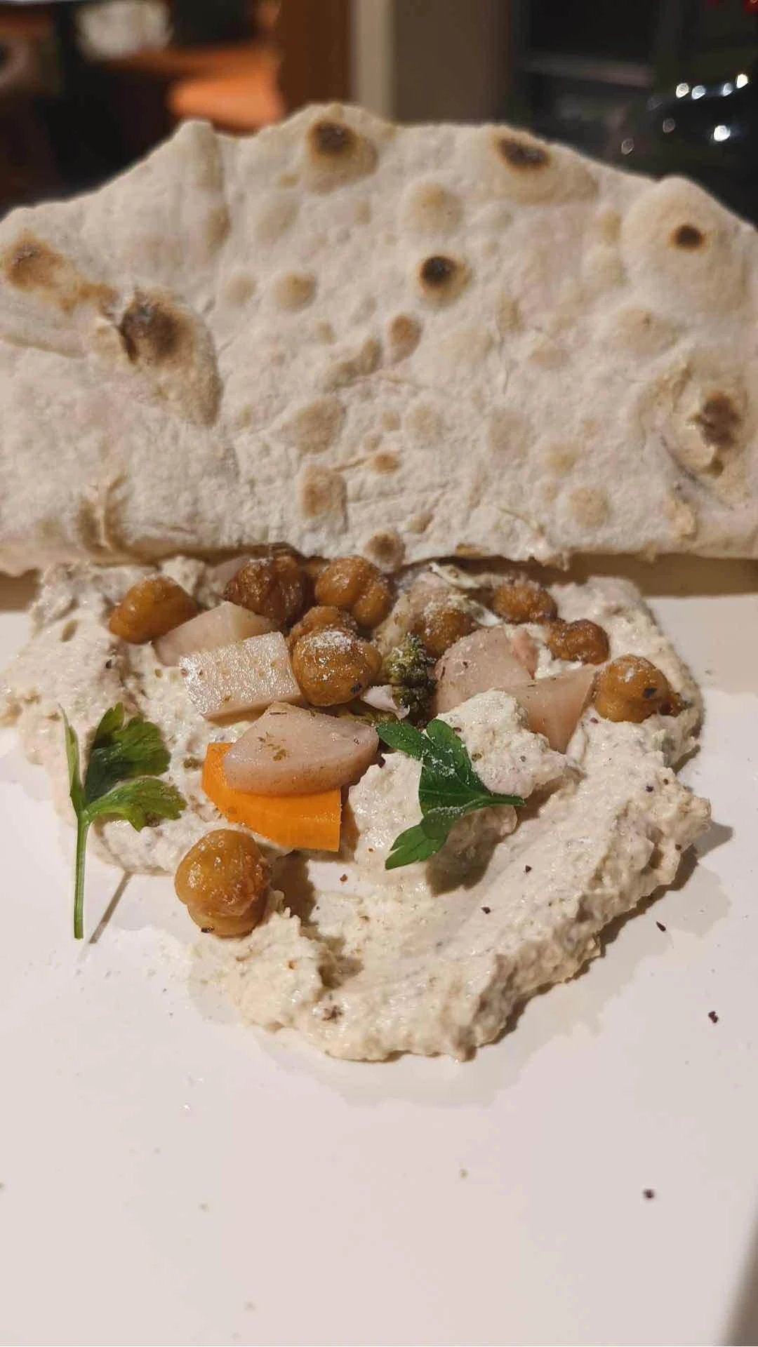Hummus with pickled vegetables