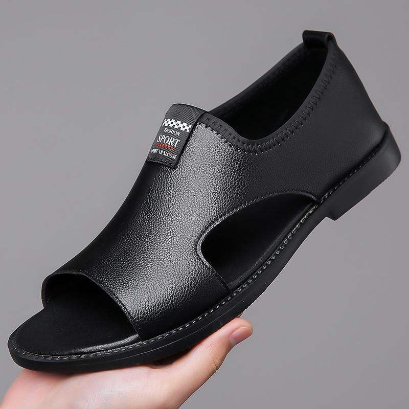 Men’s Roman-Style Leather Sandals – Breathable Slip-On Summer Beach Shoes — image 5