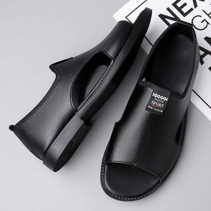 Men’s Roman-Style Leather Sandals – Breathable Slip-On Summer Beach Shoes — image 3