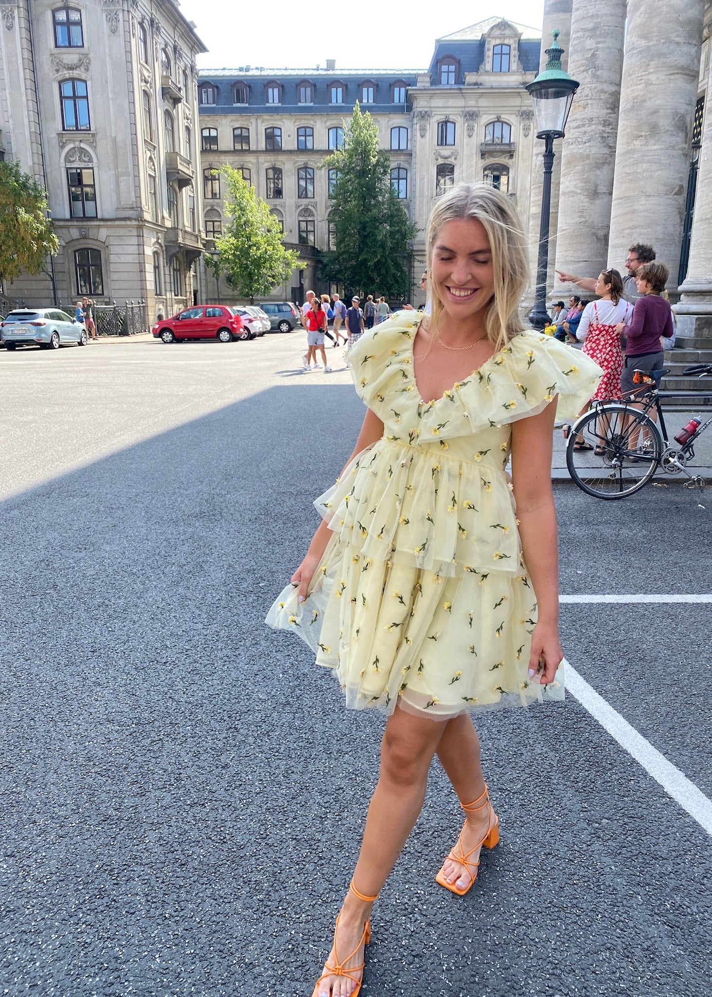 GANNI – Embellished dress yellow (38)
