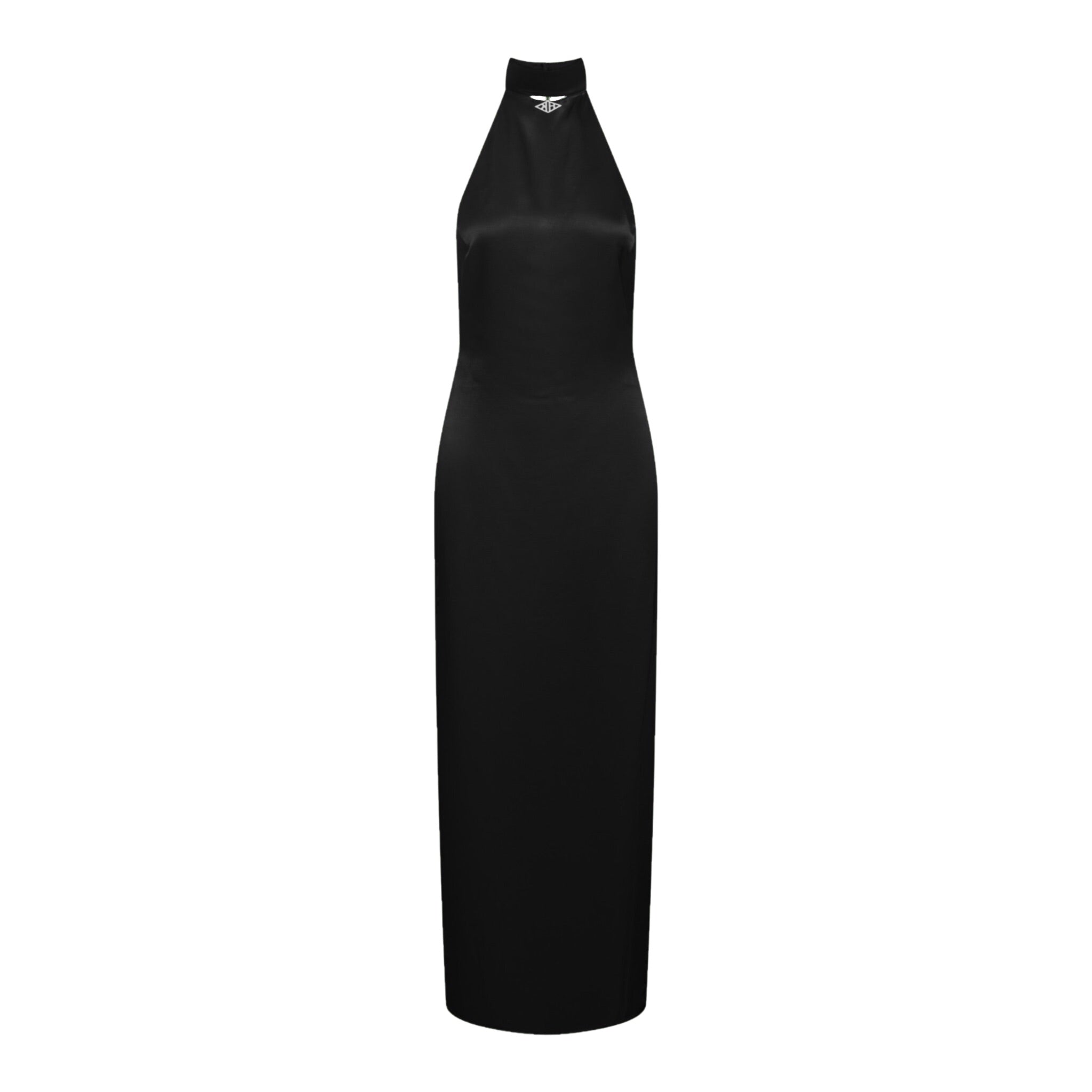 SATIN HALTERNECK MAXI DRESS