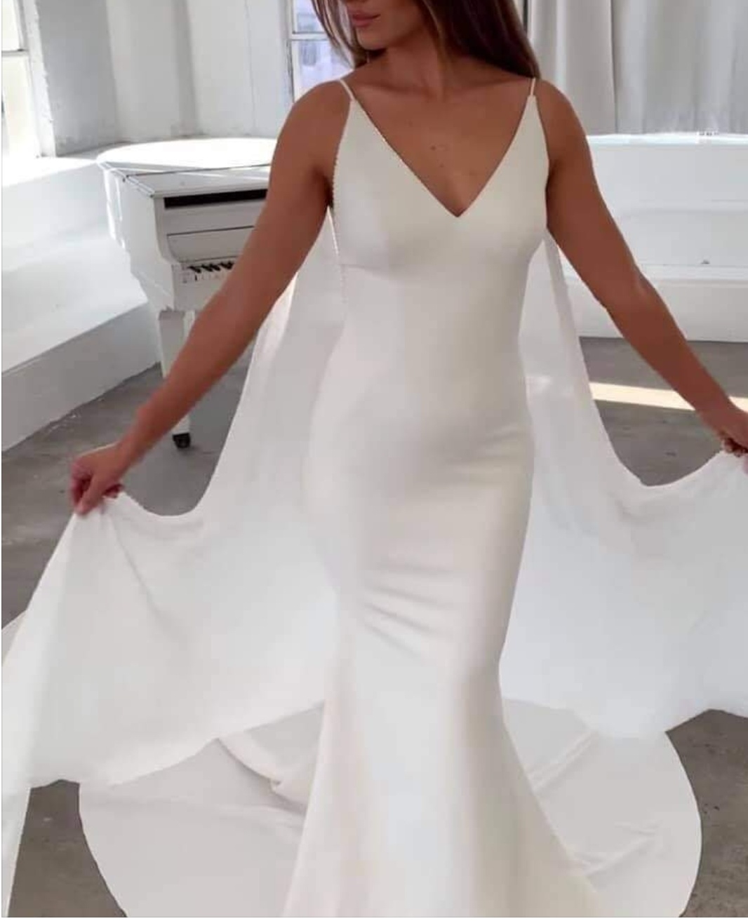 Rosette bryllupskjole silke satin look