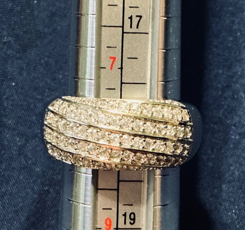Elegant Silver Ring with Multiple Cluster Rows Of CZ’S Size 8
