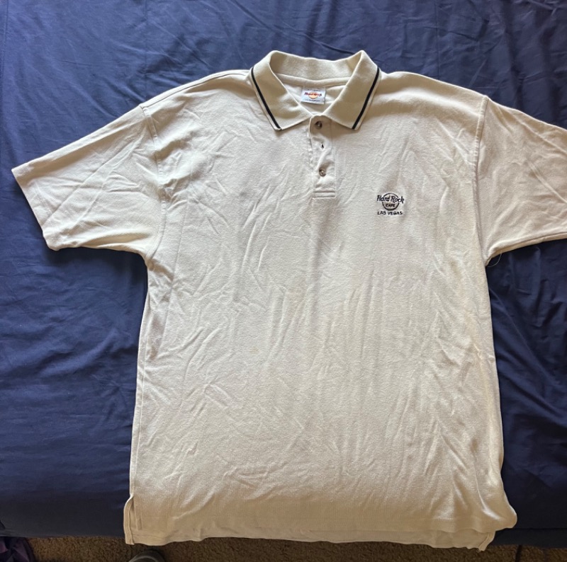 Pre-Owned Hard Rock Cafe Las Vegas Beige Polo Shirt