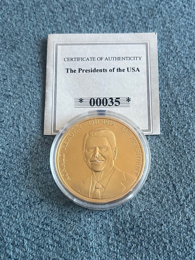 Ronald Reagan Commemorative Coin with Certificate of Authenticity
