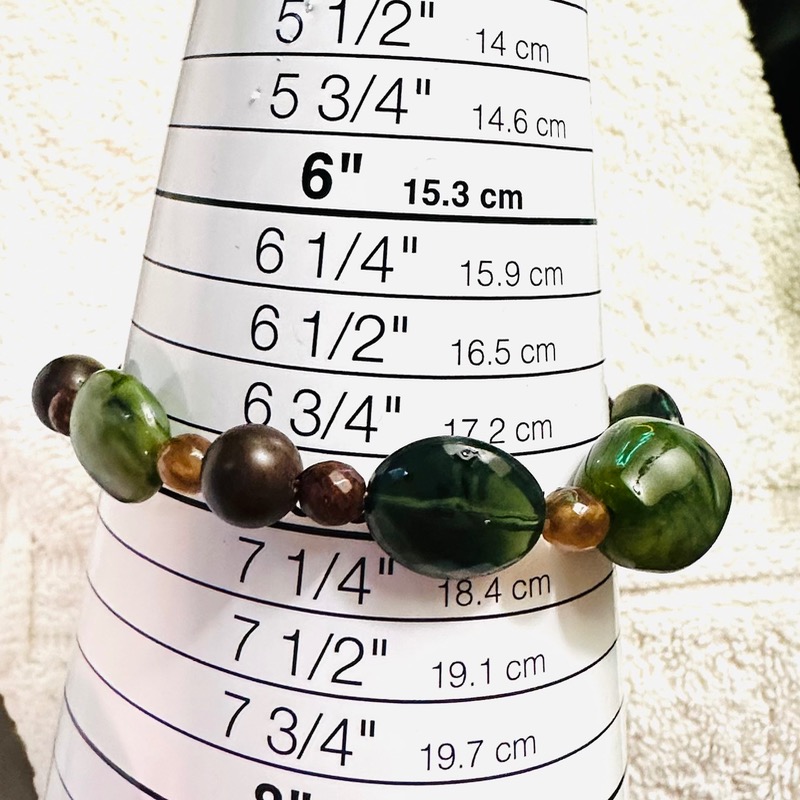 Gemstone Beaded Bracelet with Tiger's Eye and Green Jasper