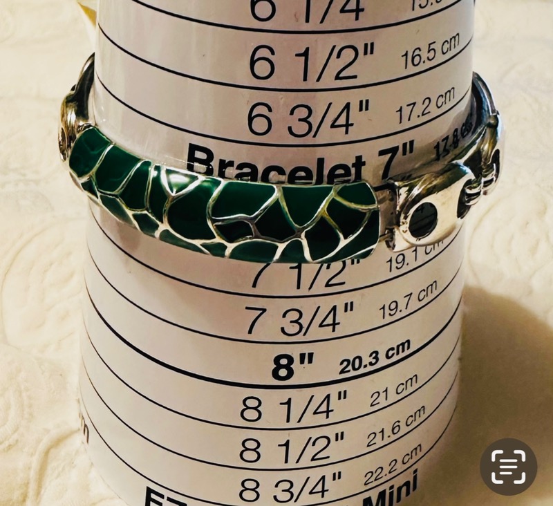 Golden Stella Green Scaled Cuff Bracelet with Silver Clasp - New 