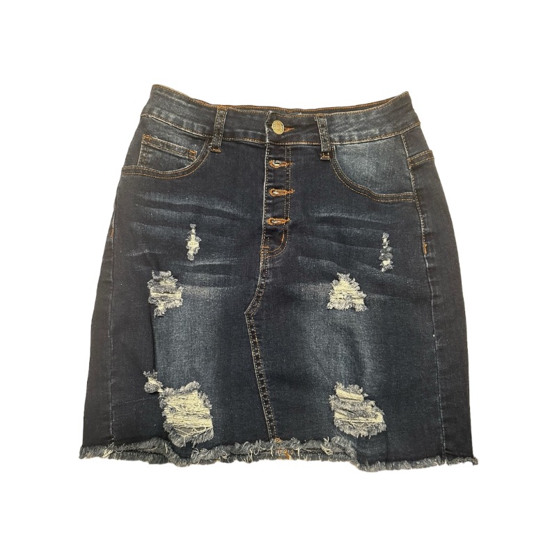 Youthful Distressed Denim Skirt - Vintage Vibe & Comfortable Fit
