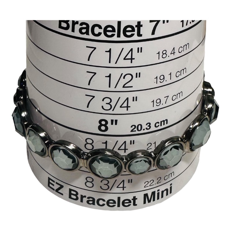 Silver-Tone Faceted Stone Bracelet 8-Inch Light Blue/Green - Snug Fit