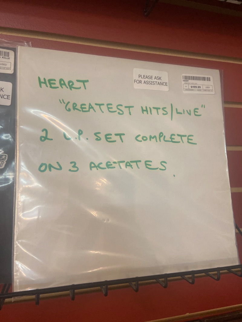 Vintage Heart Greatest Hits Live 2 LP Acetate Set - Signed