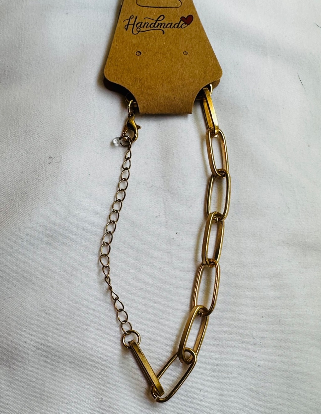 NWT Gold-Tone Chain Bracelet with Handmade Charm