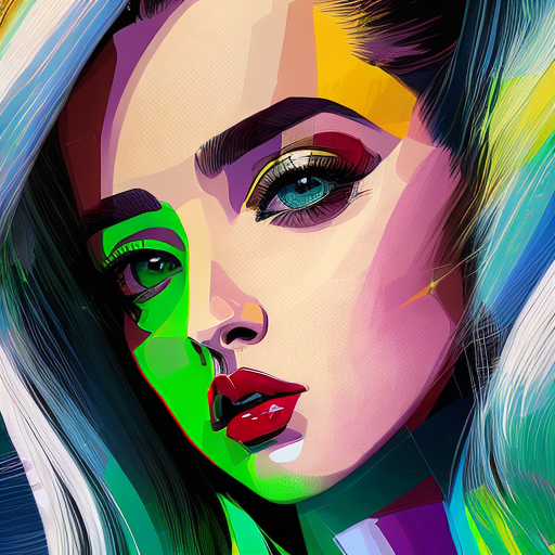 A stylish and modern close-up pop art portrait of @me, featuring a unique color palette and playful details