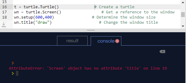 Python turtle title() function - Replit