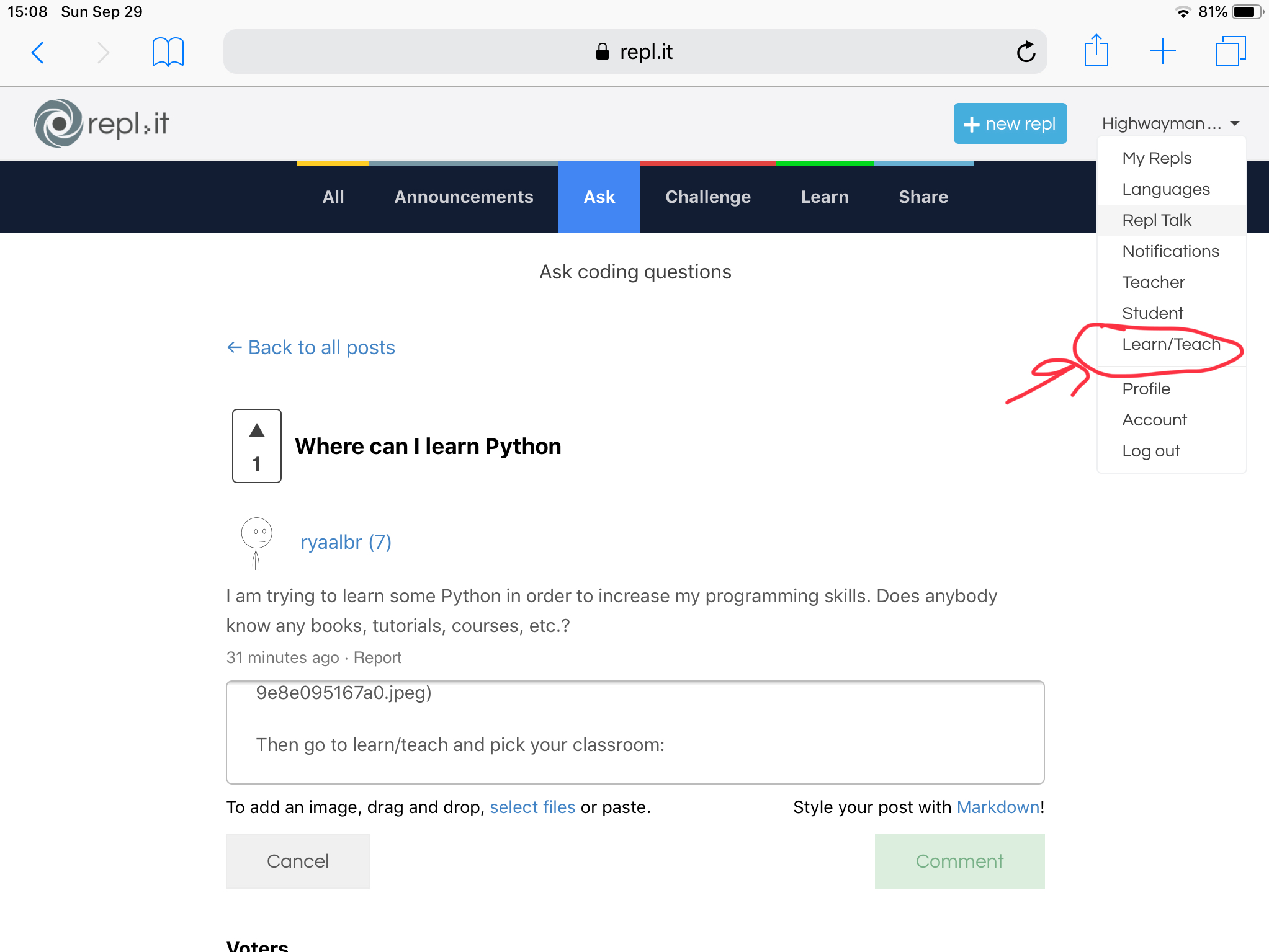 Where can i learn python replit