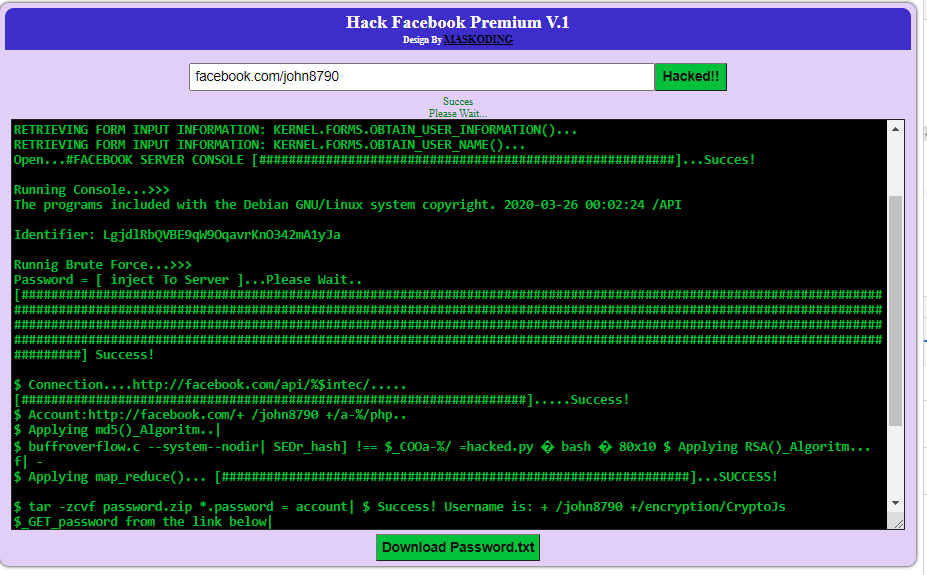 Simulation Hack Facebook Brute Force 2021 - Replit