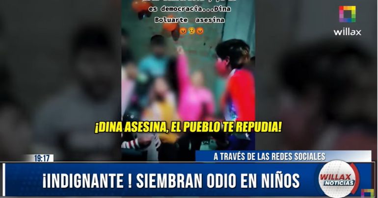 Niños insultan a la presidenta Dina Boluarte.