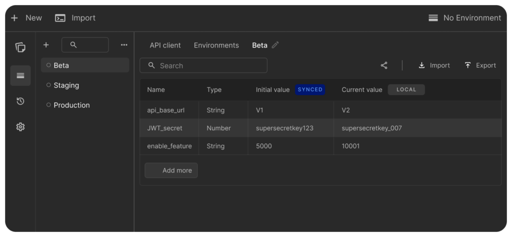 API variables