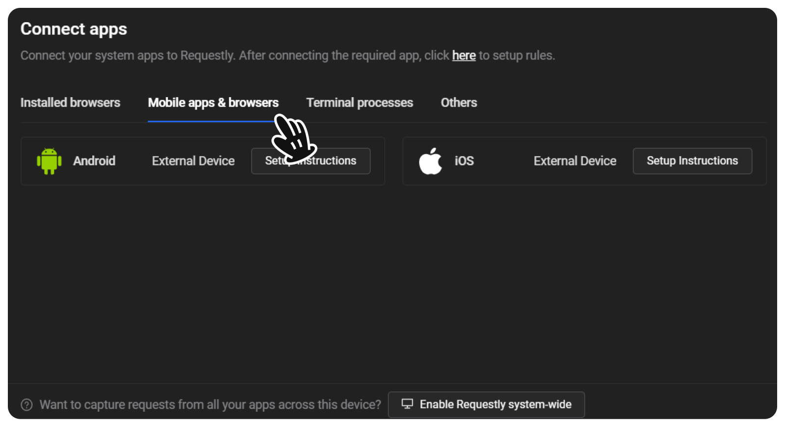 Desktop app connected apps
