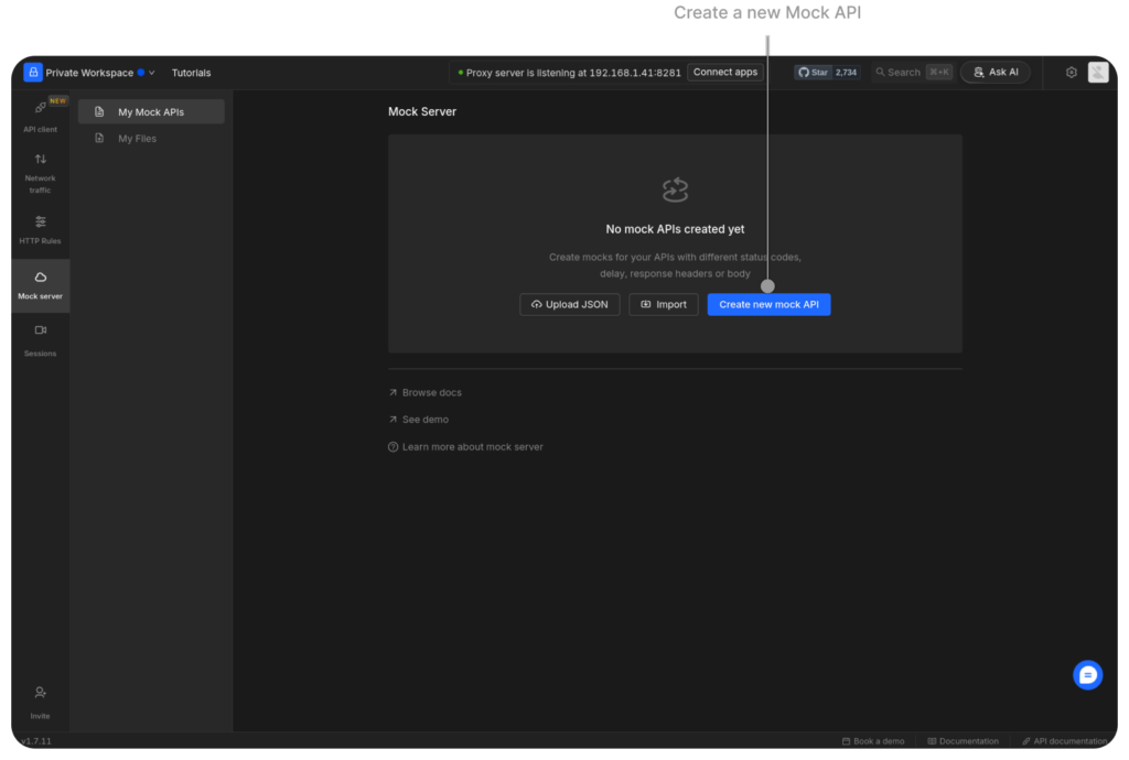 Setting up an API Server (Mock Server) screenshot