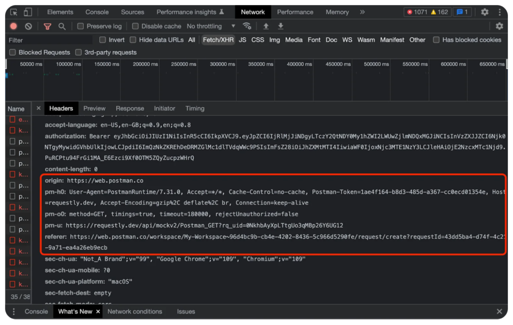 Decoding the GET Request sent with Postman screenshot