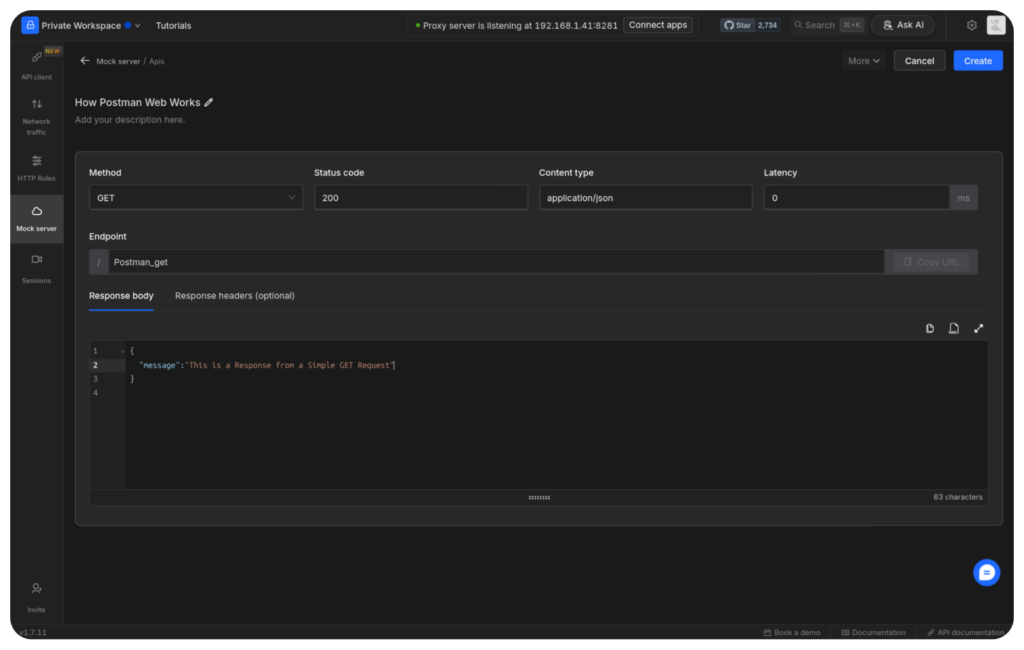 Setting up an API Server (Mock Server) screenshot
