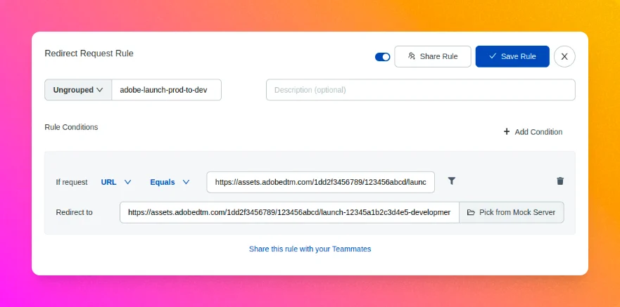 Testing dev changes directly on live customer sites without deployment screenshot