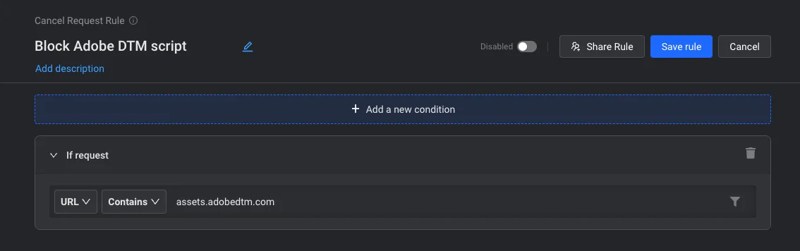 Blocking Adobe Launch Tags to test default performance screenshot