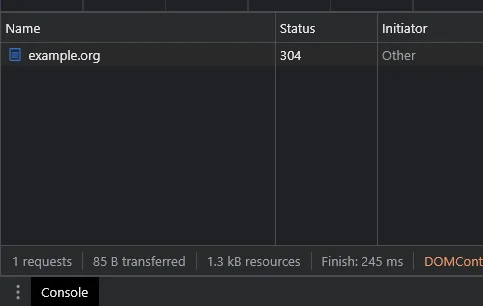 At the bottom of the DevTools Network panel