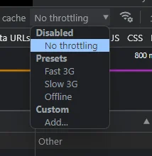 You can also emulate alternative network conditions screenshot
