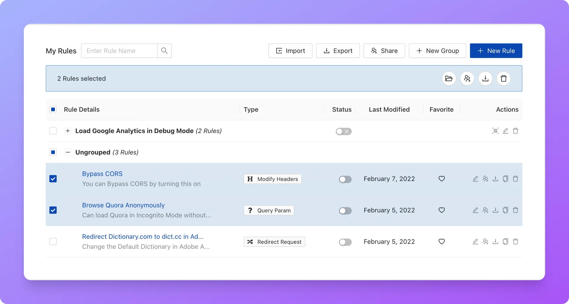 Create a Shared List screenshot