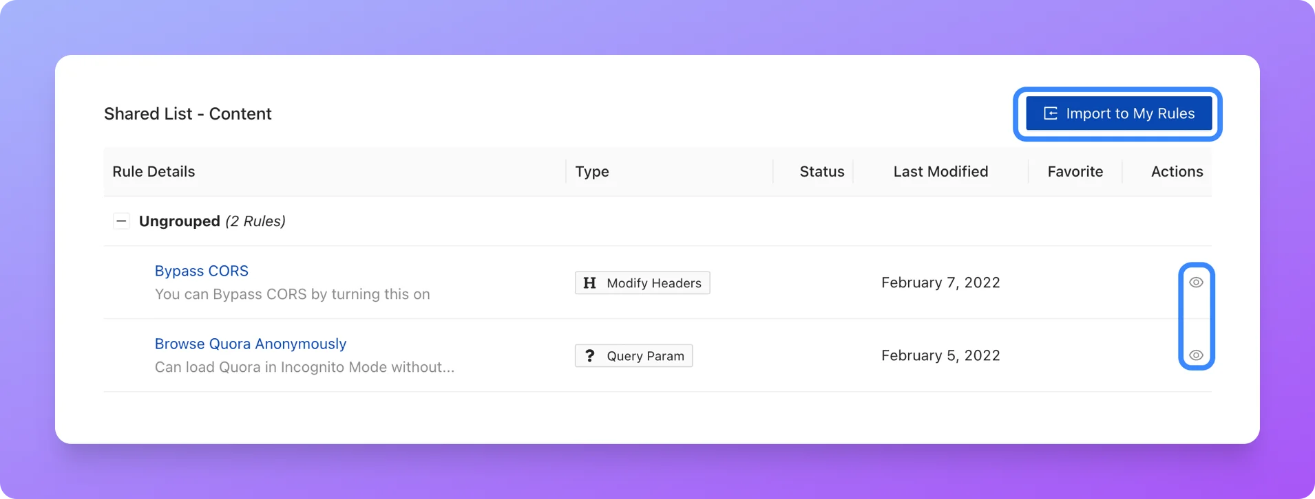Import a Shared List in Web! screenshot