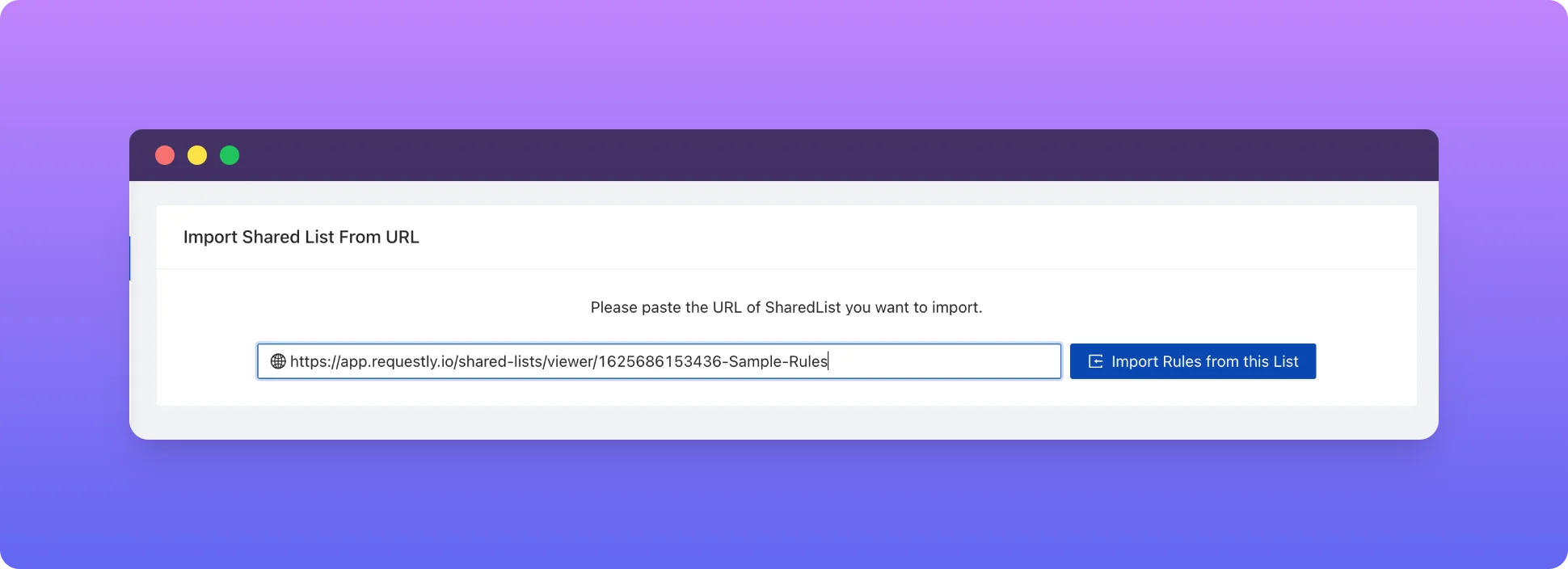 Import a Shared List in Requestly Desktop App screenshot