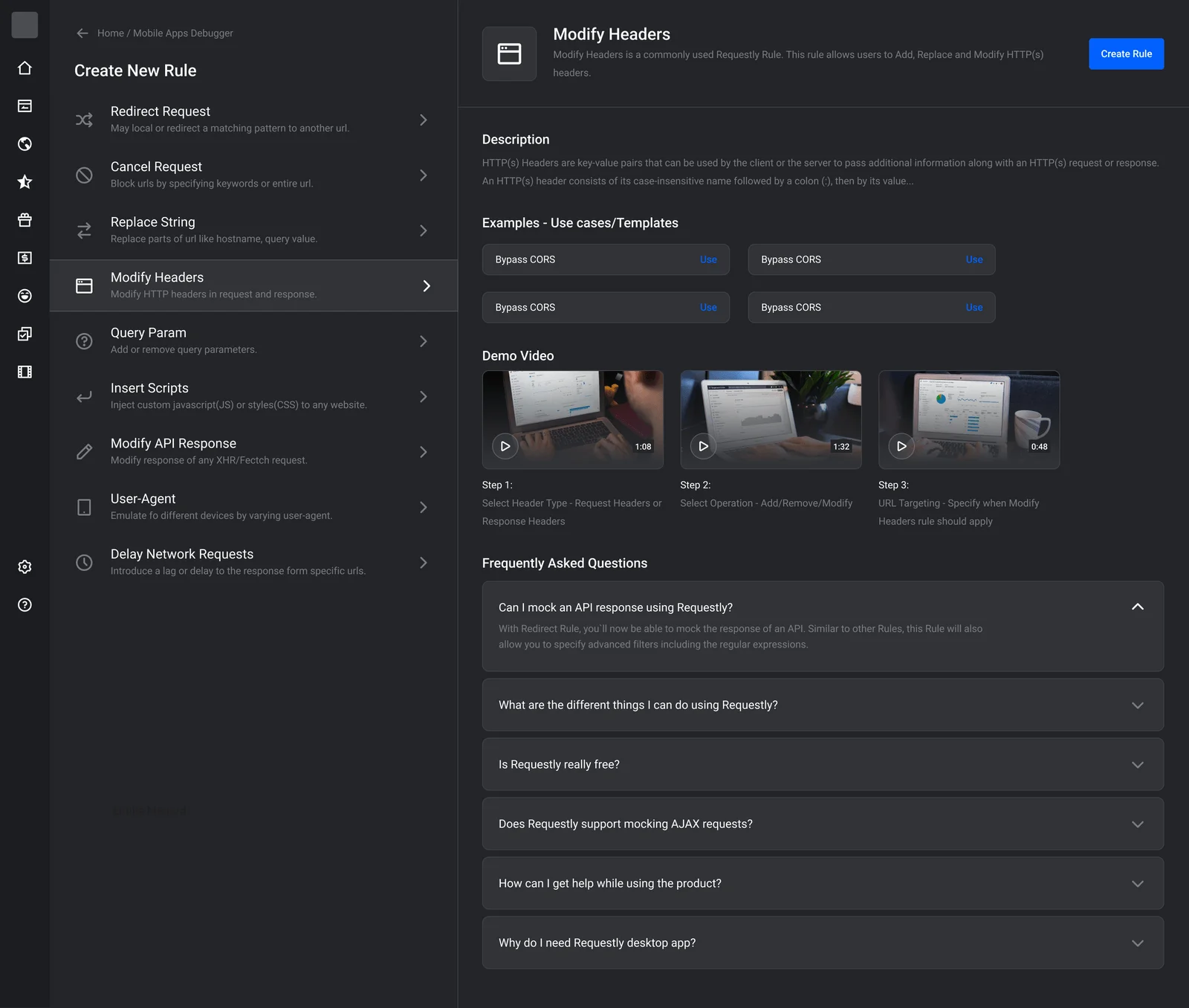 Requestly is a lightweight proxy available as screenshot