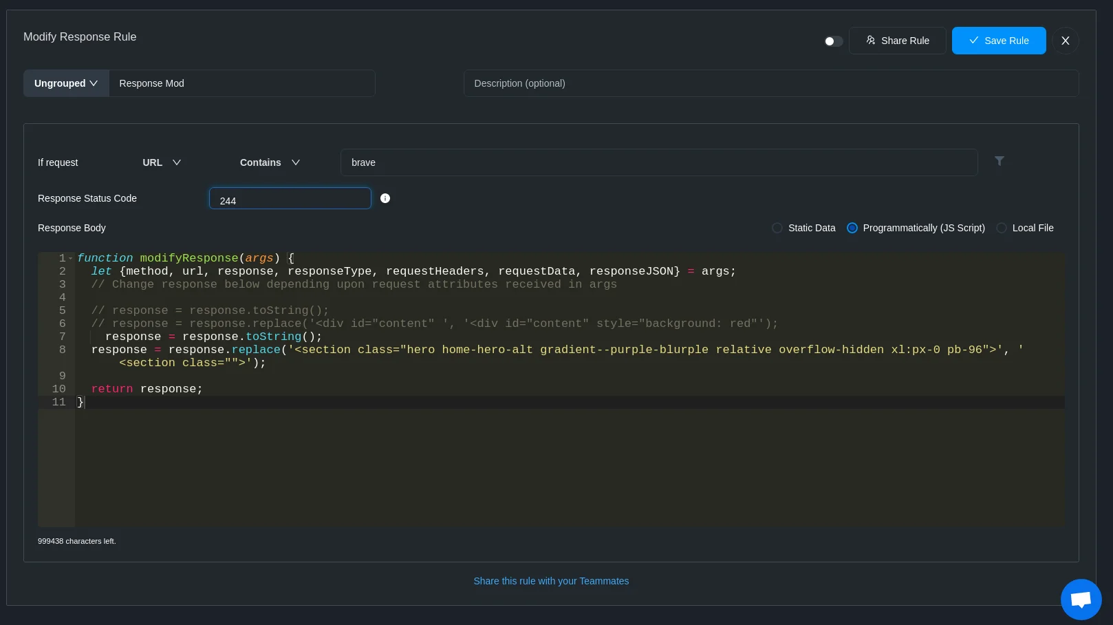 Simulate HTML Response Status Codes screenshot