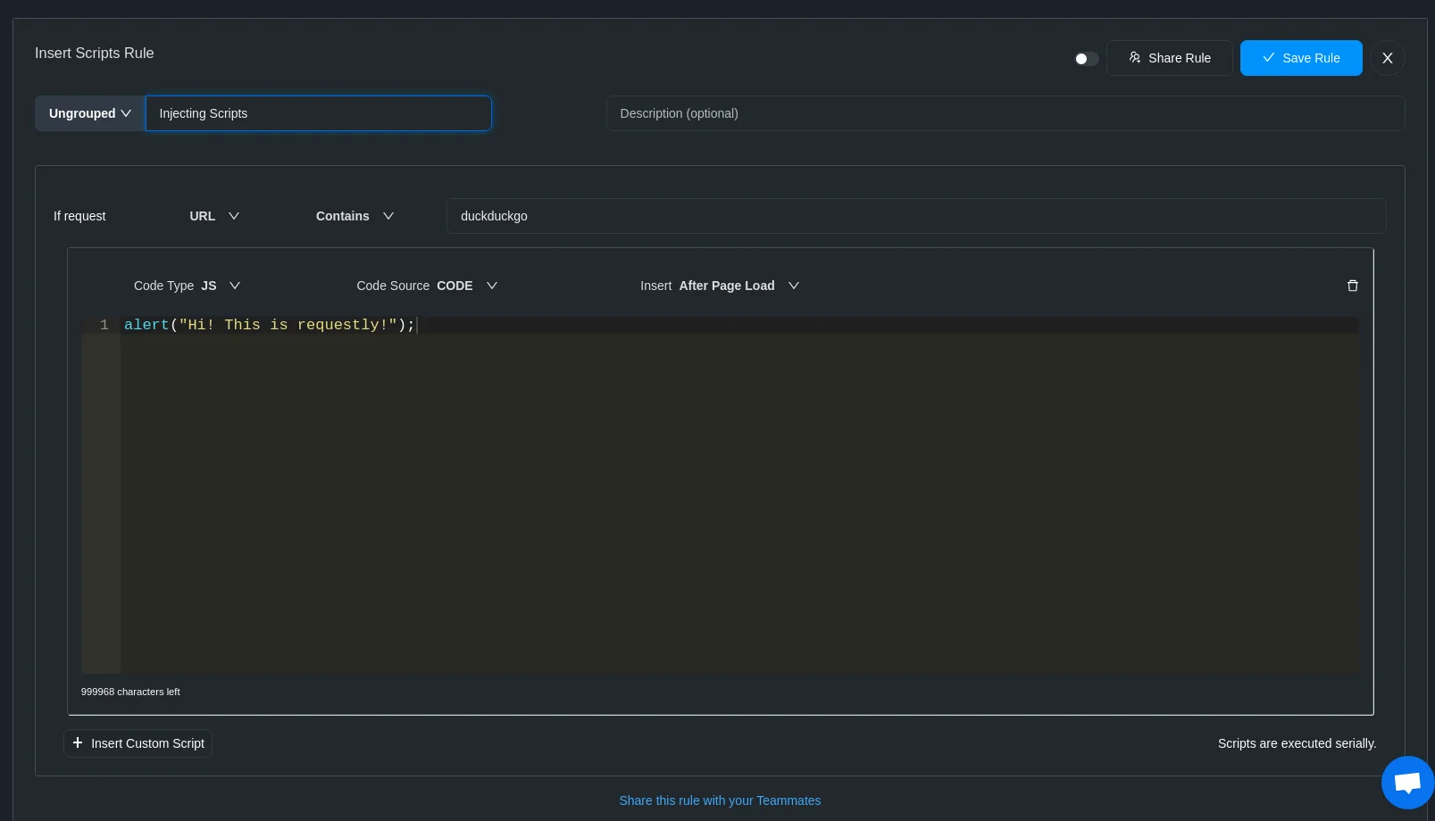 Insert Scripts on any Website screenshot