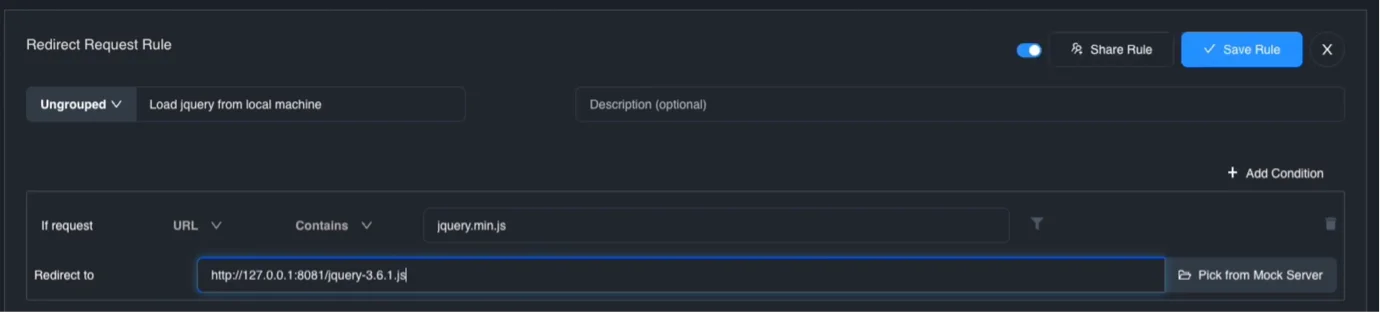 Use Redirect Request screenshot