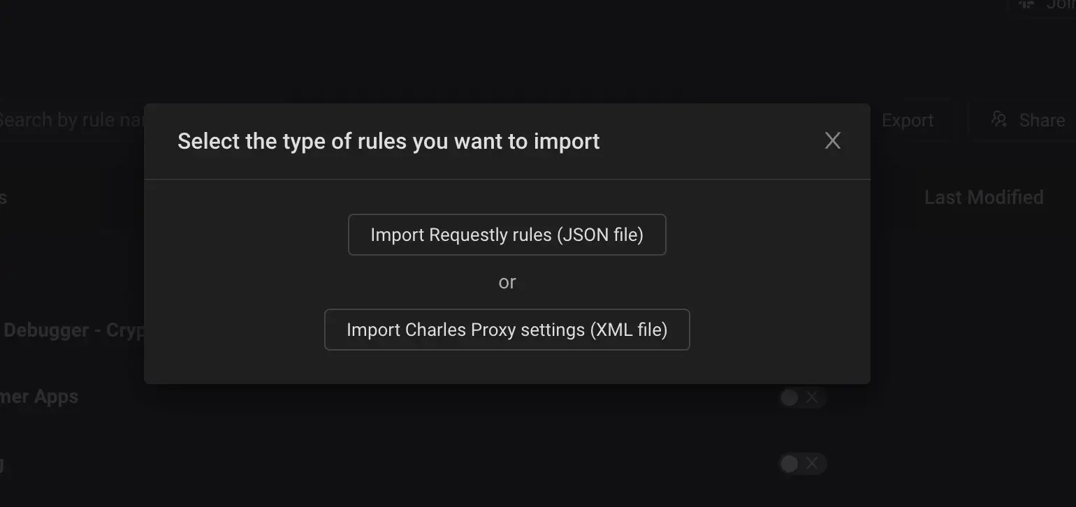 Import settings
