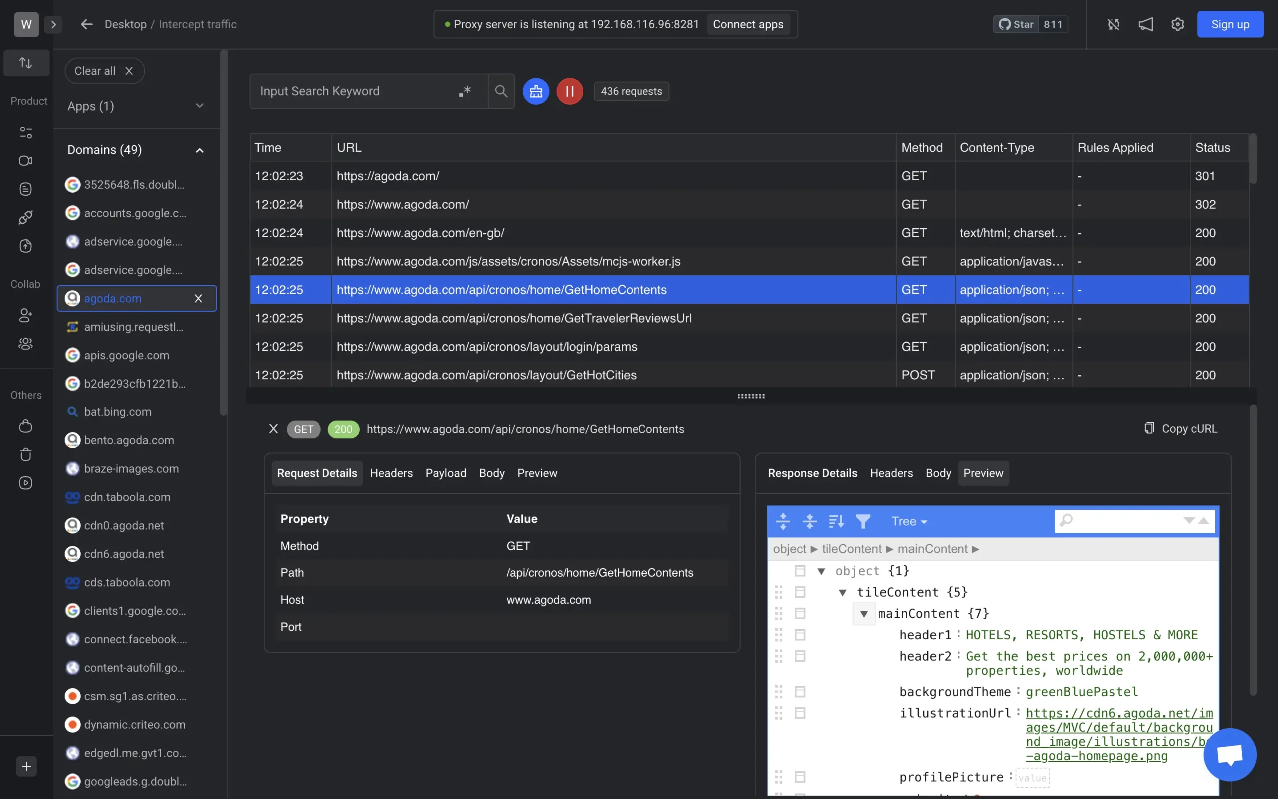 Get home contents API