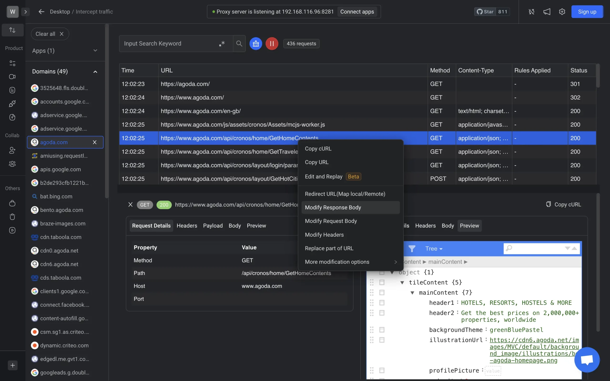 Creating a rule to modify response body