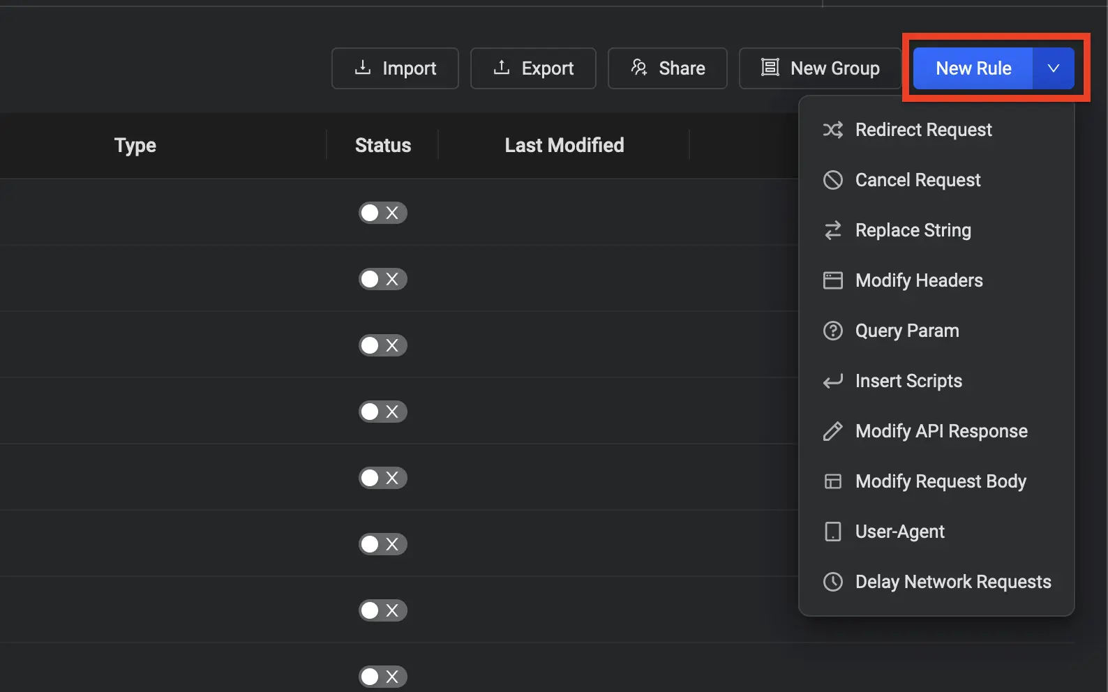 Modifying CORS Header using the Requestly desktop app screenshot