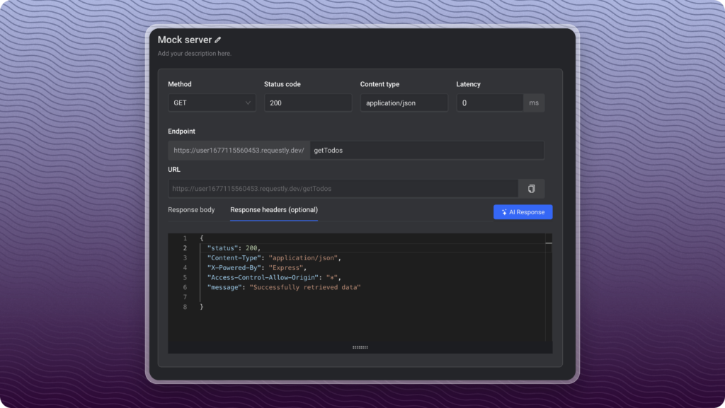 Define Custom Response Body and Headers screenshot
