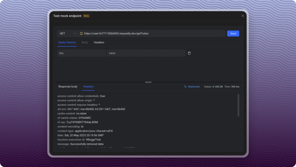 Define Custom Response Body and Headers screenshot