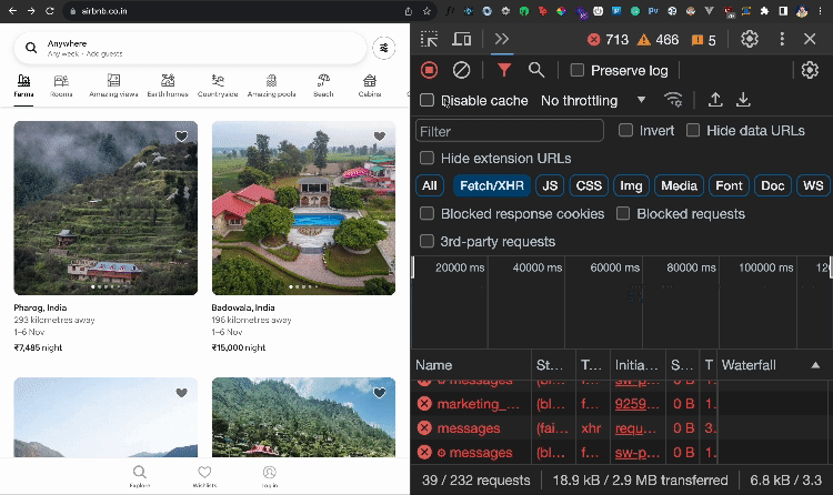 Disable cache network tab