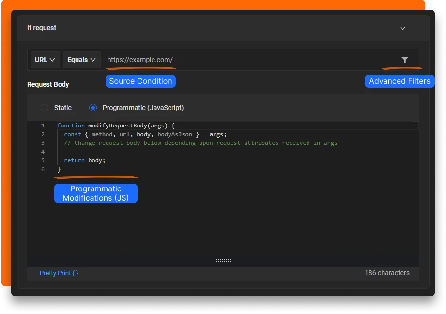 Image of how to modify request payload programmatically