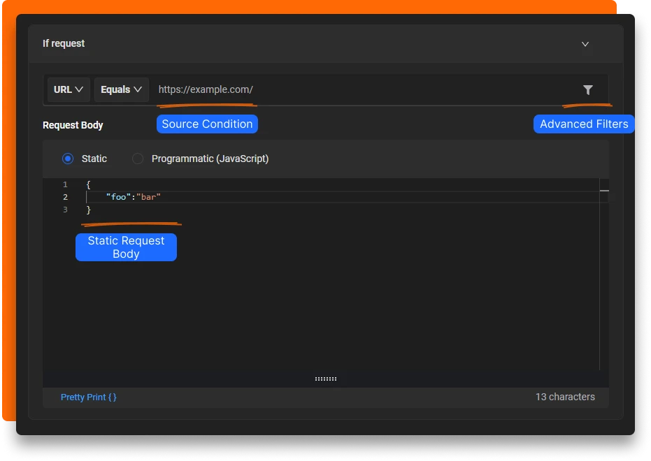 Overriding payload to an example API with a different static payload