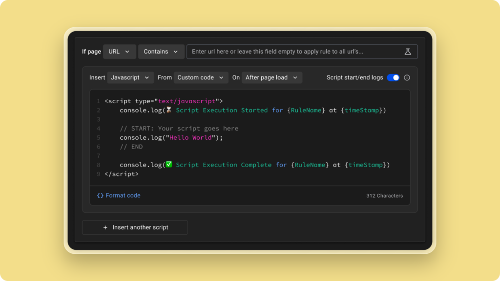 Inject script rule